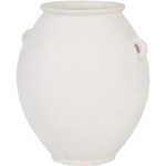 Renwil Yevla Off-White Stoneware Vase — close view of the rolled rim and rounded body