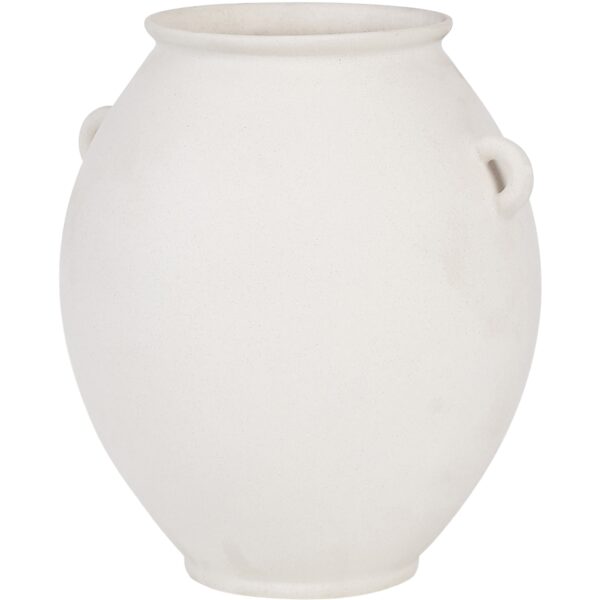 Renwil Yevla Off-White Stoneware Vase — close view of the rolled rim and rounded body