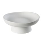 Renwil Malabo Off-White Ceramic Pedestal Bowl — angled view of the shallow bowl and foot