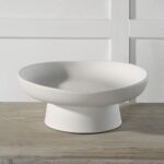 Renwil Malabo Off-White Ceramic Pedestal Bowl — pedestal bowl displayed on a tabletop