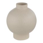 Renwil Lamoureux Textured Ivory Ceramic Vase — angled view of the rounded body and cylindrical foot