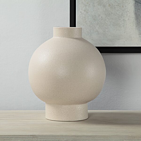 Renwil Lamoureux Textured Ivory Ceramic Vase — ivory vase displayed on a tabletop