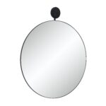 Renwil Adamas Round Wall Mirror with Marble Accent MT2681 - angled view of the matte black iron frame