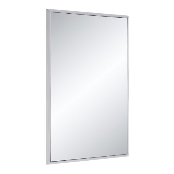 Renwil Dapia Polished Nickel Rectangular Wall Mirror MT2684 - angled view of the nickel-plated iron frame