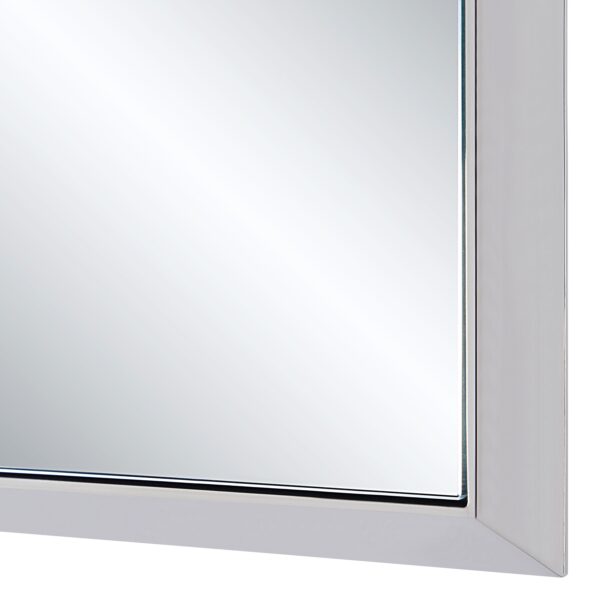 Renwil Dapia Polished Nickel Rectangular Wall Mirror MT2684 - close-up of the polished nickel frame corner