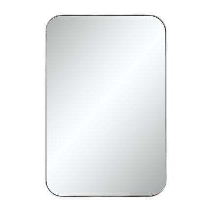 Renwil Louvas Polished Nickel Rounded Wall Mirror MT2692 - front view of the rounded polished nickel mirror