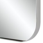 Renwil Louvas Polished Nickel Rounded Wall Mirror MT2692 - close-up of the rounded nickel-plated corner