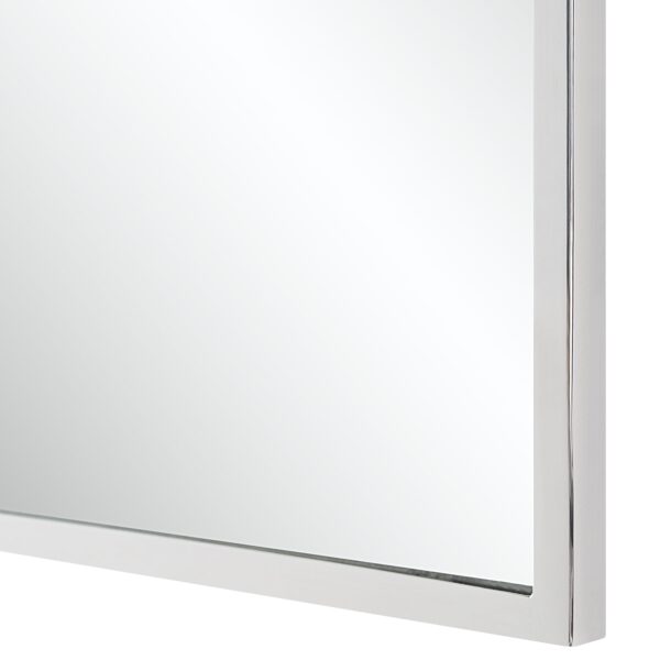 Renwil Plaka Polished Nickel Arch Wall Mirror MT2693 - close-up of the polished nickel frame corner