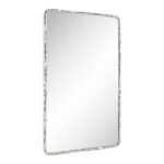 Renwil Pollonia Polished Nickel Textured Wall Mirror MT2694 - angled view of the cast aluminum frame