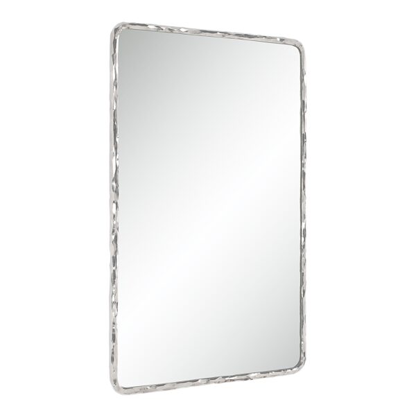 Renwil Pollonia Polished Nickel Textured Wall Mirror MT2694 - angled view of the cast aluminum frame