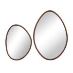 Renwil Tivoli Walnut Finish Wall Mirror Set of Two MT2701 - front view of the two walnut-finish organic mirrors