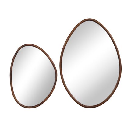 Renwil Tivoli Walnut Finish Wall Mirror Set of Two MT2701 - front view of the two walnut-finish organic mirrors