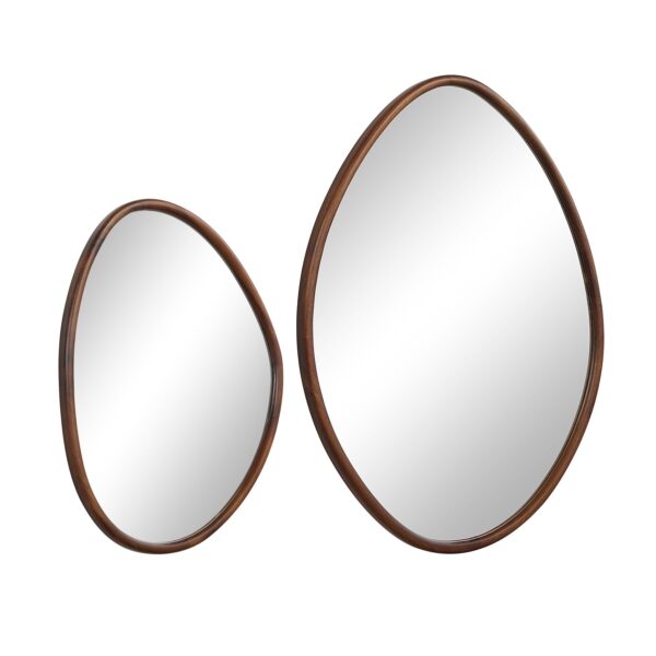 Renwil Tivoli Walnut Finish Wall Mirror Set of Two MT2701 - angled view of both wood-framed mirrors