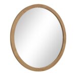 Renwil Noto Natural Pine Round Wall Mirror MT2707 - angled view of round mirror and wood frame
