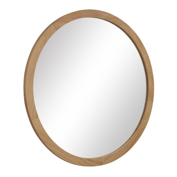 Renwil Noto Natural Pine Round Wall Mirror MT2707 - angled view of round mirror and wood frame