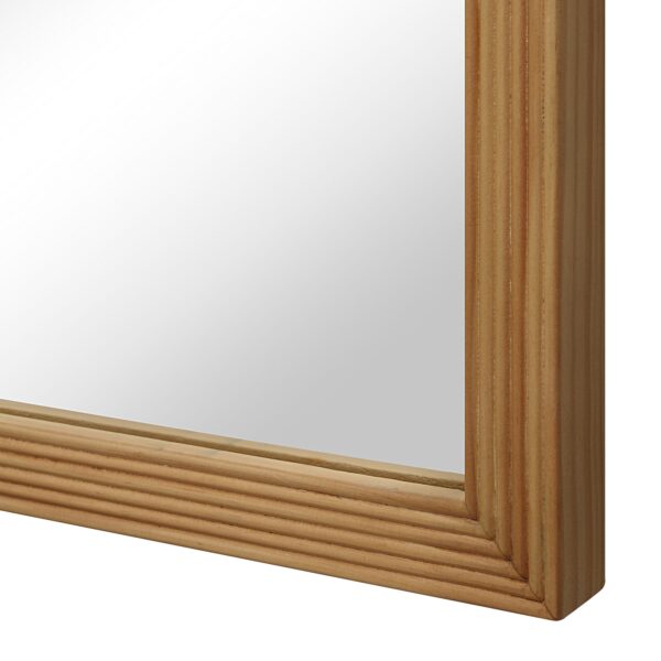 Renwil Salia Natural Pine Rectangular Wall Mirror MT2708 - close-up of ridged natural pine frame