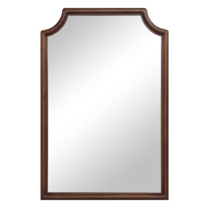 Renwil Sintra Walnut-Finish Shaped Wall Mirror MT2709 - front view with shaped corners at the upper end