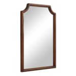 Renwil Sintra Walnut-Finish Shaped Wall Mirror MT2709 - angled view of walnut-painted wood frame