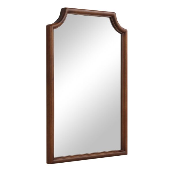 Renwil Sintra Walnut-Finish Shaped Wall Mirror MT2709 - angled view of walnut-painted wood frame
