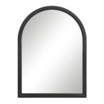 Renwil Olfito Matte Black Pine Arch Mirror MT2715 - front view of compact matte black arch mirror