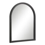 Renwil Olfito Matte Black Pine Arch Mirror MT2715 - angled view of pine wood frame