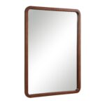 Renwil Tacna Walnut-Finish Pine Wall Mirror MT2718 - angled view of rounded wood frame