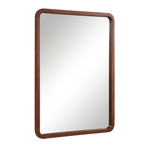 Renwil Tacna Walnut-Finish Pine Wall Mirror MT2718 - angled view of rounded wood frame