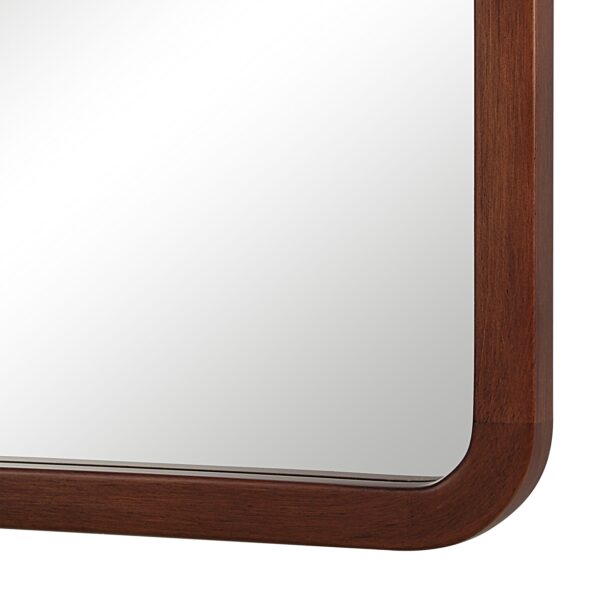 Renwil Tacna Walnut-Finish Pine Wall Mirror MT2718 - close-up of walnut-finish pine frame