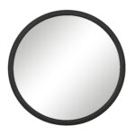 Renwil Olica Matte Black Pine Round Mirror MT2719 - front view of matte black pine round mirror