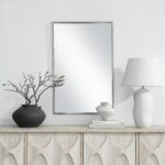 Renwil Dapia Polished Nickel Rectangular Wall Mirror MT2684 - rectangular wall mirror styled above a console