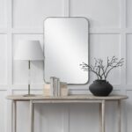 Renwil Louvas Polished Nickel Rounded Wall Mirror MT2692 - rounded wall mirror styled above a console