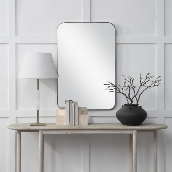 Renwil Louvas Polished Nickel Rounded Wall Mirror MT2692 - rounded wall mirror styled above a console