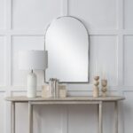 Renwil Plaka Polished Nickel Arch Wall Mirror MT2693 - arched wall mirror styled above a console