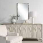 Renwil Pollonia Polished Nickel Textured Wall Mirror MT2694 - textured wall mirror styled above a console