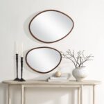 Renwil Tivoli Walnut Finish Wall Mirror Set of Two MT2701 - mirror pair displayed horizontally above a console