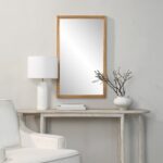 Renwil Salia Natural Pine Rectangular Wall Mirror MT2708 - styled wall view above a console