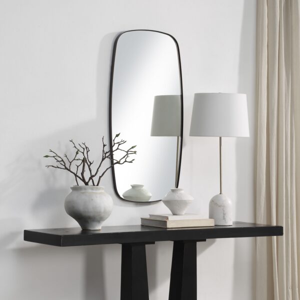 Renwil Nicoya Dark Bronze Shaped Wall Mirror MT2713 - styled wall mirror above a black console