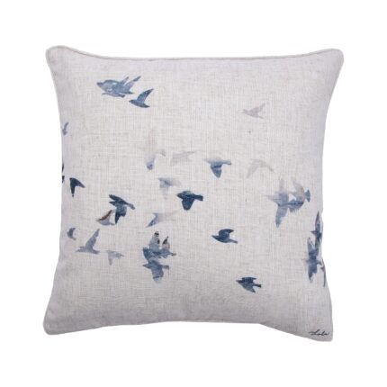 Renwil Flight Bird-Print Pillow 22 x 22 PWFL1111 - front view of bird-print square pillow