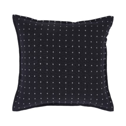 Renwil Brittany Black and White Dobby-Dot Linen Pillow 20 x 20 PWFL1400 - front view of black linen pillow with white dots