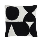 Renwil Mauro Black and Off-White Handwoven Poly-Chenille Pillow 20 x 20 PWFL1467 - front view of black and off-white patterned pillow