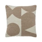 Renwil Ferla Beige and Cream Handwoven Poly-Chenille Pillow 20 x 20 PWFL1468 - front view of beige and cream patterned pillow
