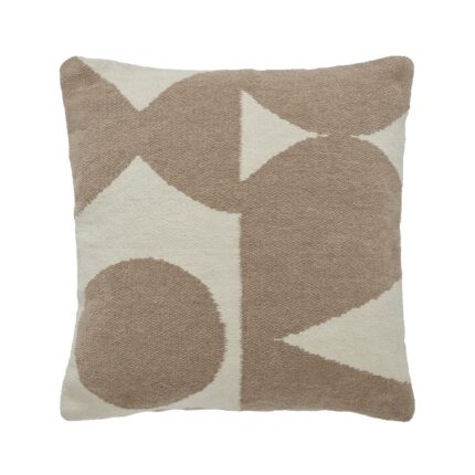Renwil Ferla Beige and Cream Handwoven Poly-Chenille Pillow 20 x 20 PWFL1468 - front view of beige and cream patterned pillow