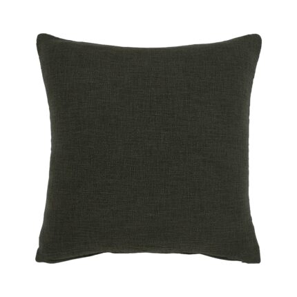 Renwil Sandro Deep Olive Woven Cotton Pillow 22 x 22 PWFL1469 - front view of deep olive cotton pillow
