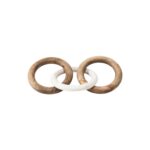 Renwil Lusine Decorative Sculpture — full view of two wood rings linked by a white marble ring