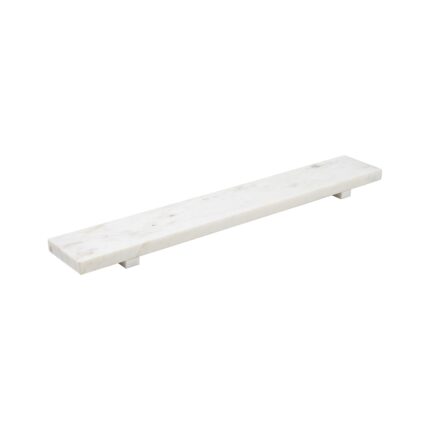 Renwil Inka White Marble Tray — angled full view of the long white marble tray