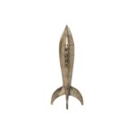 Renwil Brooks Rocket Sculpture — full view of the antique brass-finish rocket sculpture