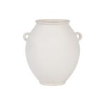 Renwil Yevla Off-White Stoneware Vase — rounded off-white stoneware vase with small side handles