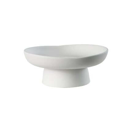 Renwil Malabo Off-White Ceramic Pedestal Bowl — off-white ceramic decorative bowl on a pedestal base