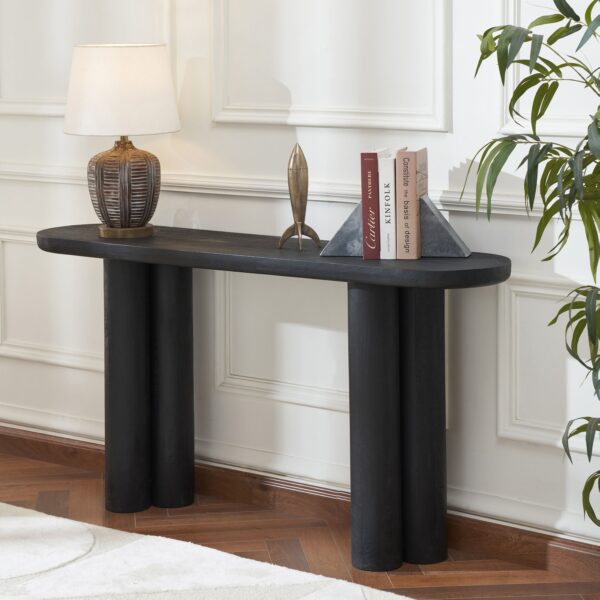 Renwil Dayna TA492 sandblasted black mango wood console table — product view 4