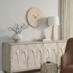 Renwil Fusion Wall Clock CL260 — clock above a decorative cabinet